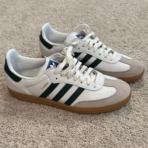 Adidas Samba White and dark Green Trainers